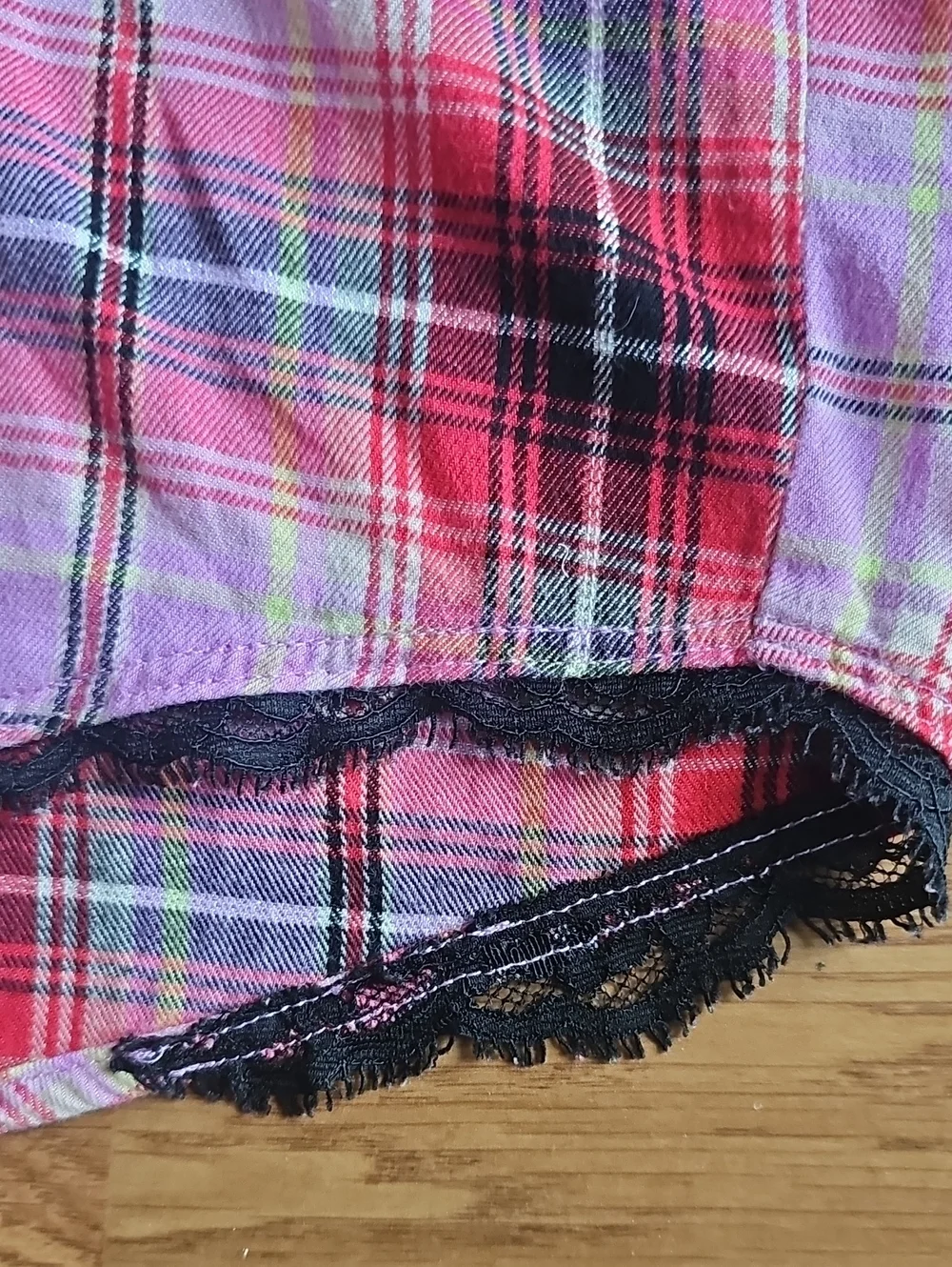 Victoria's Secret Long Slv Button Front Pink Red Plaid Flannel Sleep Dress Med